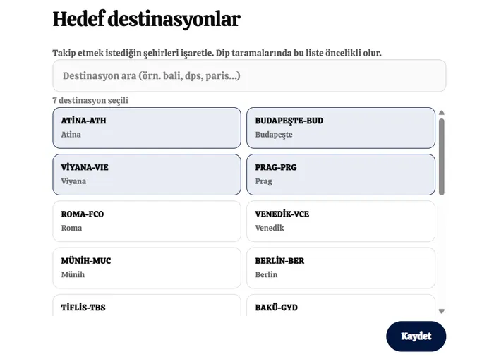 Destinasyon seçimi